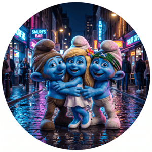 CAPA PAINEL REDONDO SMURFS | TECIDO PREMIUM  | VÁRIOS MODELOS - 1.50X1.50M E 50X50CM