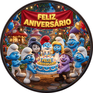 CAPA PAINEL REDONDO SMURFS | TECIDO PREMIUM  | VÁRIOS MODELOS - 1.50X1.50M E 50X50CM