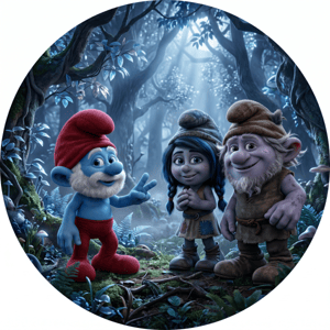 CAPA PAINEL REDONDO SMURFS | TECIDO PREMIUM  | VÁRIOS MODELOS - 1.50X1.50M E 50X50CM