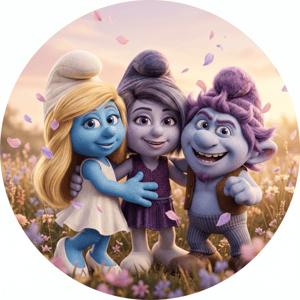 CAPA PAINEL REDONDO SMURFS | TECIDO PREMIUM  | VÁRIOS MODELOS - 1.50X1.50M E 50X50CM