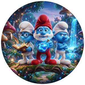 CAPA PAINEL REDONDO SMURFS | TECIDO PREMIUM  | VÁRIOS MODELOS - 1.50X1.50M E 50X50CM