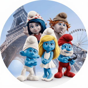 CAPA PAINEL REDONDO SMURFS | TECIDO PREMIUM  | VÁRIOS MODELOS - 1.50X1.50M E 50X50CM