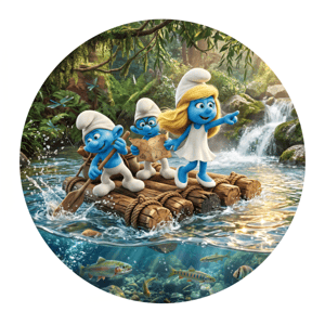 CAPA PAINEL REDONDO SMURFS | TECIDO PREMIUM  | VÁRIOS MODELOS - 1.50X1.50M E 50X50CM