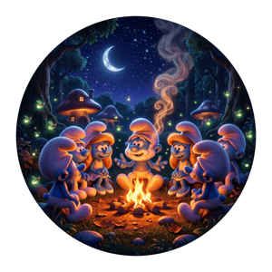 CAPA PAINEL REDONDO SMURFS | TECIDO PREMIUM  | VÁRIOS MODELOS - 1.50X1.50M E 50X50CM