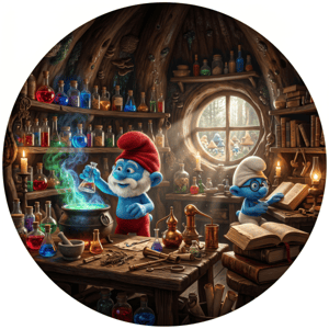 CAPA PAINEL REDONDO SMURFS | TECIDO PREMIUM  | VÁRIOS MODELOS - 1.50X1.50M E 50X50CM