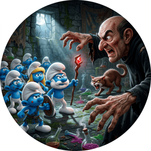CAPA PAINEL REDONDO SMURFS | TECIDO PREMIUM  | VÁRIOS MODELOS - 1.50X1.50M E 50X50CM