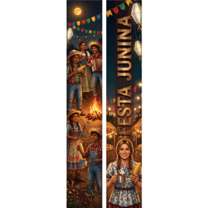 KIT 2 FAIXAS DECORATIVAS FESTA JUNINA | TECIDO PREMIUM  | VÁRIOS MODELOS - L 3OCM X A 170CM