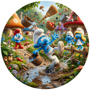 CAPA PAINEL REDONDO SMURFS | TECIDO PREMIUM  | VÁRIOS MODELOS - 1.50X1.50M E 50X50CM