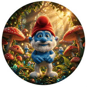 CAPA PAINEL REDONDO SMURFS | TECIDO PREMIUM  | VÁRIOS MODELOS - 1.50X1.50M E 50X50CM
