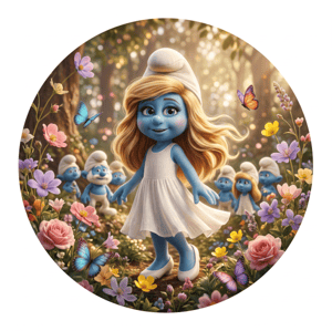CAPA PAINEL REDONDO SMURFS | TECIDO PREMIUM  | VÁRIOS MODELOS - 1.50X1.50M E 50X50CM
