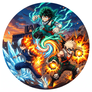 CAPA PAINEL REDONDO ANIME BOKU NO HERO | TECIDO PREMIUM  | VÁRIOS MODELOS - 1.50X1.50M E 50X50CM
