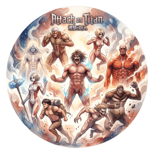 CAPA PAINEL REDONDO ANIME ATTACK ON TITAN | TECIDO PREMIUM  | VÁRIOS MODELOS - 1.50X1.50M E 50X50CM
