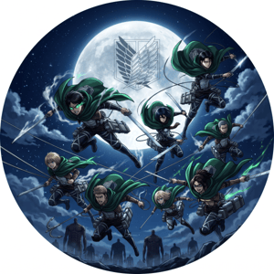 CAPA PAINEL REDONDO ANIME ATTACK ON TITAN | TECIDO PREMIUM  | VÁRIOS MODELOS - 1.50X1.50M E 50X50CM