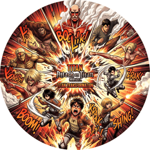 CAPA PAINEL REDONDO ANIME ATTACK ON TITAN | TECIDO PREMIUM  | VÁRIOS MODELOS - 1.50X1.50M E 50X50CM