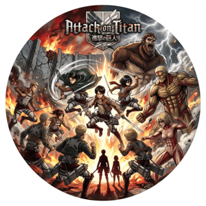 CAPA PAINEL REDONDO ANIME ATTACK ON TITAN | TECIDO PREMIUM  | VÁRIOS MODELOS - 1.50X1.50M E 50X50CM
