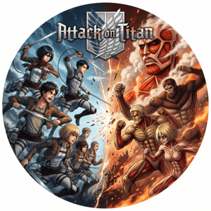 CAPA PAINEL REDONDO ANIME ATTACK ON TITAN | TECIDO PREMIUM  | VÁRIOS MODELOS - 1.50X1.50M E 50X50CM