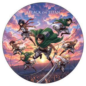 CAPA PAINEL REDONDO ANIME ATTACK ON TITAN | TECIDO PREMIUM  | VÁRIOS MODELOS - 1.50X1.50M E 50X50CM