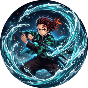 CAPA PAINEL REDONDO ANIME DEMON SLAYER | TECIDO PREMIUM  | VÁRIOS MODELOS - 1.50X1.50M E 50X50CM