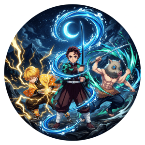 CAPA PAINEL REDONDO ANIME DEMON SLAYER | TECIDO PREMIUM  | VÁRIOS MODELOS - 1.50X1.50M E 50X50CM