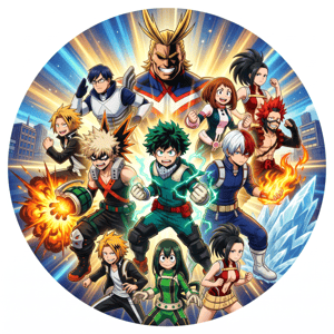 CAPA PAINEL REDONDO ANIME BOKU NO HERO | TECIDO PREMIUM  | VÁRIOS MODELOS - 1.50X1.50M E 50X50CM
