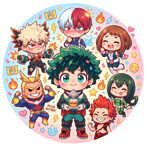 CAPA PAINEL REDONDO ANIME BOKU NO HERO | TECIDO PREMIUM  | VÁRIOS MODELOS - 1.50X1.50M E 50X50CM