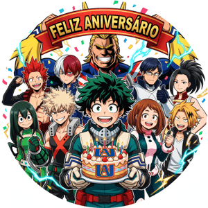 CAPA PAINEL REDONDO ANIME BOKU NO HERO | TECIDO PREMIUM  | VÁRIOS MODELOS - 1.50X1.50M E 50X50CM