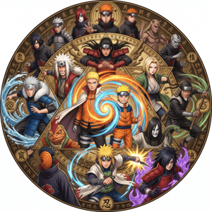 CAPA PAINEL REDONDO ANIME NARUTO| TECIDO PREMIUM  | VÁRIOS MODELOS - 1.50X1.50M E 50X50CM