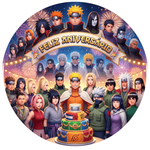 CAPA PAINEL REDONDO ANIME NARUTO| TECIDO PREMIUM  | VÁRIOS MODELOS - 1.50X1.50M E 50X50CM
