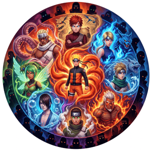 CAPA PAINEL REDONDO ANIME NARUTO| TECIDO PREMIUM  | VÁRIOS MODELOS - 1.50X1.50M E 50X50CM