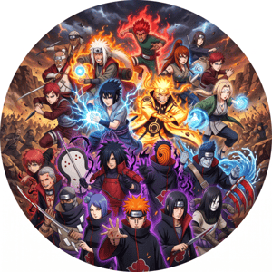 CAPA PAINEL REDONDO ANIME NARUTO| TECIDO PREMIUM  | VÁRIOS MODELOS - 1.50X1.50M E 50X50CM