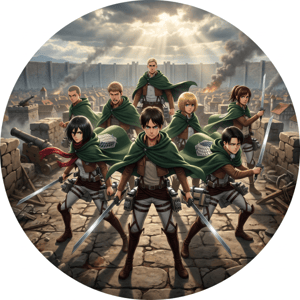 CAPA PAINEL REDONDO ANIME ATTACK ON TITAN | TECIDO PREMIUM  | VÁRIOS MODELOS - 1.50X1.50M E 50X50CM