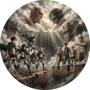 CAPA PAINEL REDONDO ANIME ATTACK ON TITAN | TECIDO PREMIUM  | VÁRIOS MODELOS - 1.50X1.50M E 50X50CM