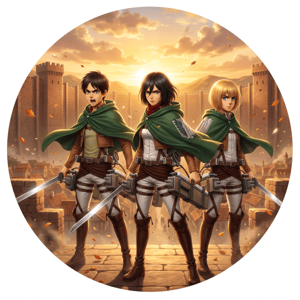 CAPA PAINEL REDONDO ANIME ATTACK ON TITAN | TECIDO PREMIUM  | VÁRIOS MODELOS - 1.50X1.50M E 50X50CM