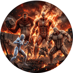 CAPA PAINEL REDONDO ANIME ATTACK ON TITAN | TECIDO PREMIUM  | VÁRIOS MODELOS - 1.50X1.50M E 50X50CM