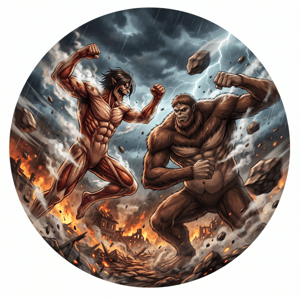 CAPA PAINEL REDONDO ANIME ATTACK ON TITAN | TECIDO PREMIUM  | VÁRIOS MODELOS - 1.50X1.50M E 50X50CM
