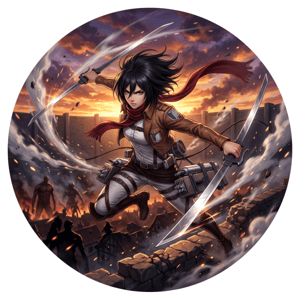 CAPA PAINEL REDONDO ANIME ATTACK ON TITAN | TECIDO PREMIUM  | VÁRIOS MODELOS - 1.50X1.50M E 50X50CM
