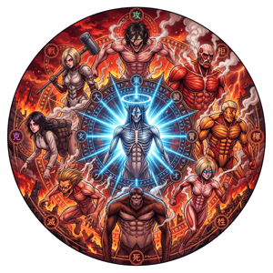 CAPA PAINEL REDONDO ANIME ATTACK ON TITAN | TECIDO PREMIUM  | VÁRIOS MODELOS - 1.50X1.50M E 50X50CM
