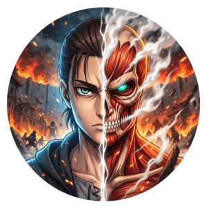 CAPA PAINEL REDONDO ANIME ATTACK ON TITAN | TECIDO PREMIUM  | VÁRIOS MODELOS - 1.50X1.50M E 50X50CM