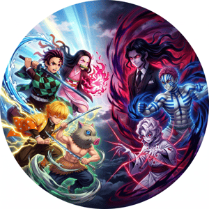CAPA PAINEL REDONDO ANIME DEMON SLAYER | TECIDO PREMIUM  | VÁRIOS MODELOS - 1.50X1.50M E 50X50CM