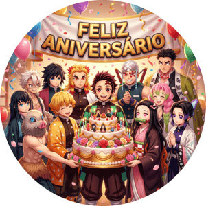 CAPA PAINEL REDONDO ANIME DEMON SLAYER | TECIDO PREMIUM  | VÁRIOS MODELOS - 1.50X1.50M E 50X50CM