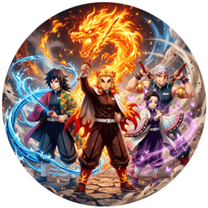 CAPA PAINEL REDONDO ANIME DEMON SLAYER | TECIDO PREMIUM  | VÁRIOS MODELOS - 1.50X1.50M E 50X50CM