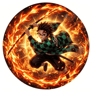 CAPA PAINEL REDONDO ANIME DEMON SLAYER | TECIDO PREMIUM  | VÁRIOS MODELOS - 1.50X1.50M E 50X50CM