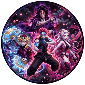 CAPA PAINEL REDONDO ANIME DEMON SLAYER | TECIDO PREMIUM  | VÁRIOS MODELOS - 1.50X1.50M E 50X50CM