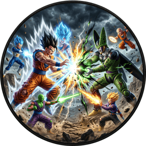 CAPA PAINEL REDONDO ANIME DRAGON BALL Z| TECIDO PREMIUM  | VÁRIOS MODELOS - 1.50X1.50M E 50X50CM