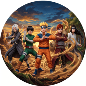 CAPA PAINEL REDONDO ANIME NARUTO| TECIDO PREMIUM  | VÁRIOS MODELOS - 1.50X1.50M E 50X50CM