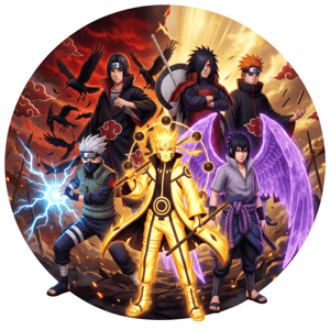 CAPA PAINEL REDONDO ANIME NARUTO| TECIDO PREMIUM  | VÁRIOS MODELOS - 1.50X1.50M E 50X50CM
