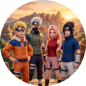 CAPA PAINEL REDONDO ANIME NARUTO| TECIDO PREMIUM  | VÁRIOS MODELOS - 1.50X1.50M E 50X50CM