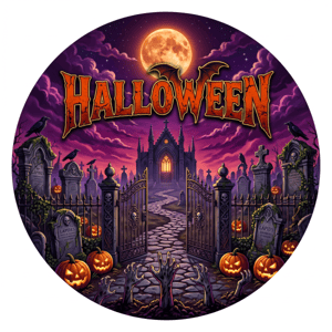 CAPA PAINEL REDONDO HALLOWEEN DIA DAS BRUXAS | TECIDO PREMIUM  | VÁRIOS MODELOS - 1.50X1.50M E 50X50CM