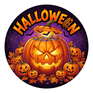 CAPA PAINEL REDONDO HALLOWEEN DIA DAS BRUXAS | TECIDO PREMIUM  | VÁRIOS MODELOS - 1.50X1.50M E 50X50CM