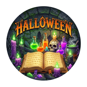 CAPA PAINEL REDONDO HALLOWEEN DIA DAS BRUXAS | TECIDO PREMIUM  | VÁRIOS MODELOS - 1.50X1.50M E 50X50CM